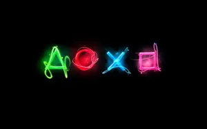 Large Cool Ps4 Colorful Neon Icons Of Control Buttons Wallpaper