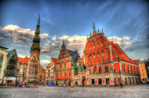 Latvia House Of The Blackheads Wallpaper