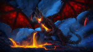 Lava Dragon Big Red Wings Wallpaper