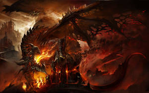 Lava Dragon Burning Fortress Wallpaper