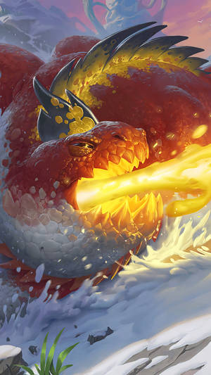 Lava Dragon On Snow Wallpaper