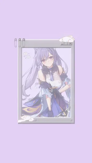 Lavender Keqing Phone Wallpaper