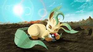 Leafeon Hugging A Pokeball Wallpaper