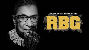 Legendary Icon Ruth Bader Ginsburg With Gold Initials Wallpaper