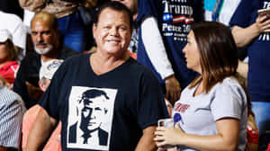 Legendary Wwe Commentator Jerry Lawler At Trump Rally Wallpaper