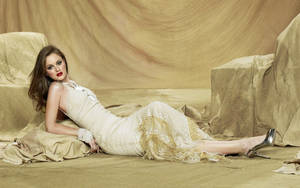 Leighton Meester Gold Dress Wallpaper