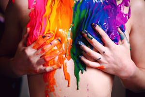 Lesbian Rainbow Body Paint Wallpaper