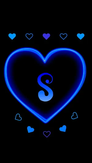 Letter S In Blue Heart Wallpaper