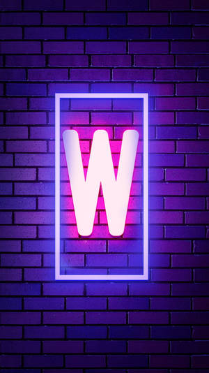 Letter W Neon Brick Wallpaper