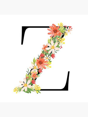 Letter Z White And Orange Flowers Wallpaper