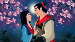 Li Shang And Mulan In A Heartfelt Embrace Wallpaper