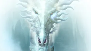 Light Dragon In Icy Cave Wallpaper