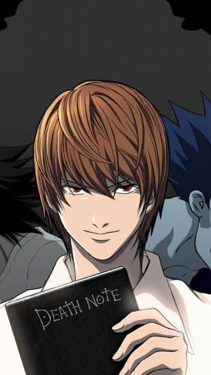 Light Holding The Iconic Death Note Iphone Wallpaper