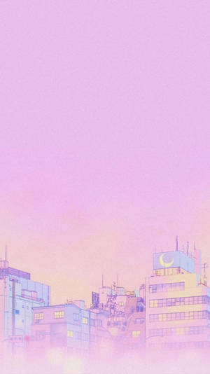 Light Pink Aesthetic City Wallpaper