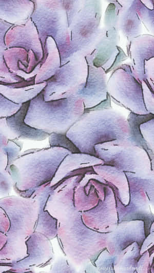 Light Purple Succulent Iphone Watercolor Wallpaper