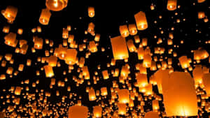 Lights Yellow Sky Lantern Yellow Wallpaper