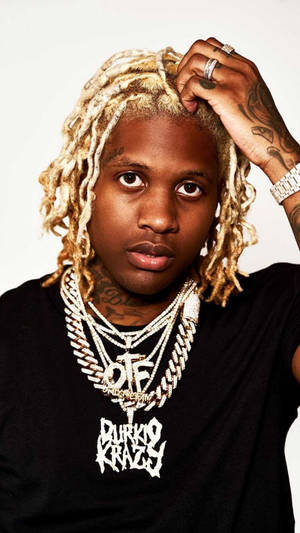 Lil Durk With Stylish Blonde Hair Wallpaper