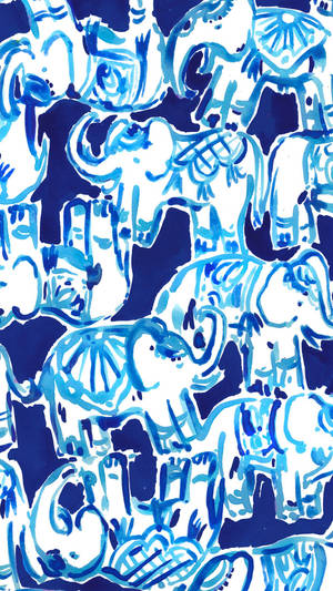 Lilly Pulitzer Blue Elephant Wallpaper