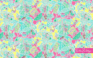 Lilly Pulitzer Teal Girly Art Wallpaper
