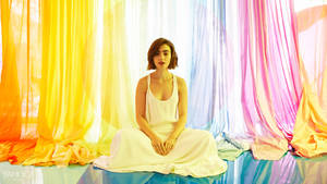 Lily Collins Colorful Photoshoot Wallpaper