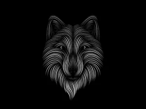 Line Art Wolf's Face Wallpaper