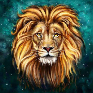 Lion Head With Stars Digital Art Wallpaper