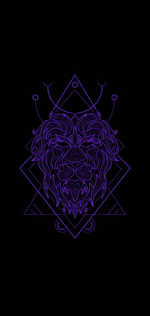 Lion Illustration Black And Purple Phone Wallpaper