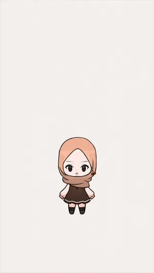 Little Girl Hijab Cartoon Wallpaper