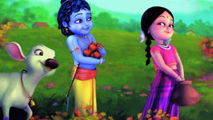Little Krishna Hd Radha And Cow Wallpaper