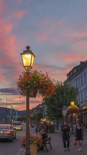 Live Aesthetic Lamp Post Flowers Europe Wallpaper