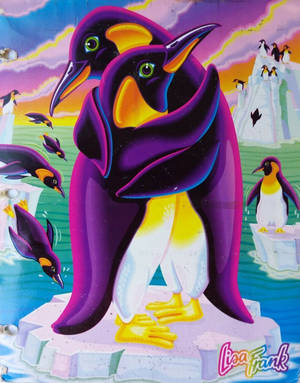Lively And Colorful Lisa Frank Penguin Illustration Wallpaper