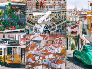 Lively Lisbon Montage Wallpaper