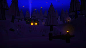 Lo Fi Anime Christmas Village Wallpaper