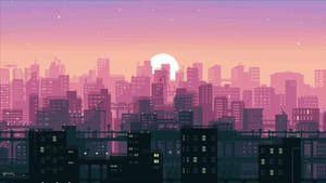Lo Fi Anime High Rise Buildings Wallpaper