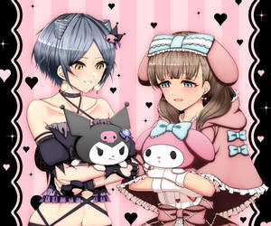 Lolita Girls Holding My Melody Kuromi Wallpaper