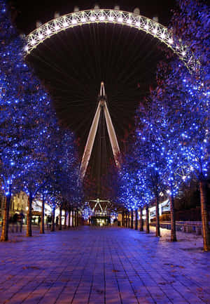 London Eye View And Trees In Purple Wallpaper