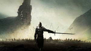 Lone Medieval Knight Battle Wallpaper