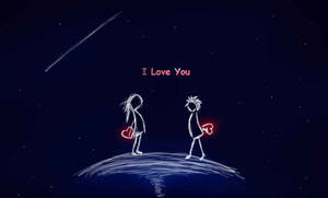 Long Distance Relationship Couple Sketch Wallpaper