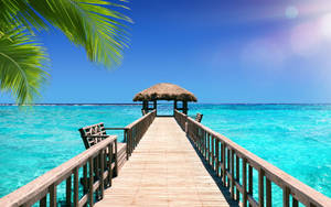 Long Wooden Pier Tropical Desktop Wallpaper