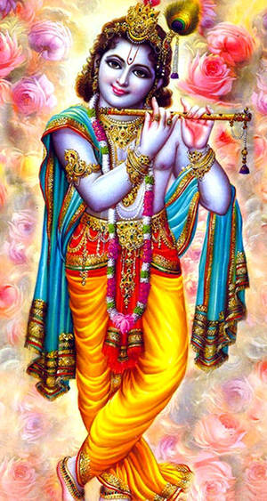 Lord Krishna With Flowers Wallpaper
