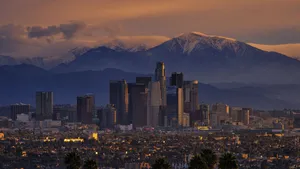 Los Angeles Sunset At Mountains Wallpaper