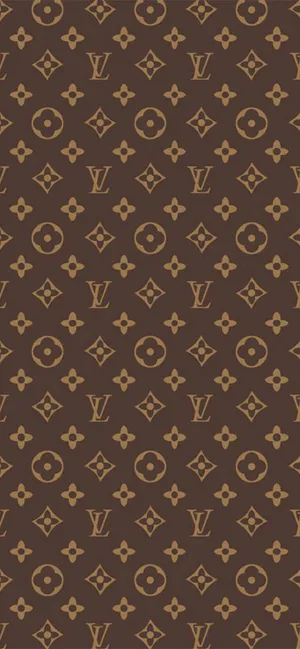 Louis Vuitton Monogram Pattern In Brown And Gold Wallpaper