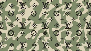 Louis Vuitton Print On Camouflage Wallpaper