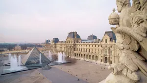 Louvre Museum Courtyard From The Roof Wallpaper