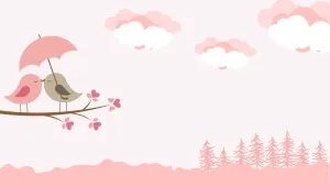 Love Birds In Front Of Pink Forest Wallpaper