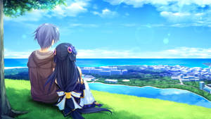 Lovely Aesthetic Anime Couple Digital Art Wallpaper