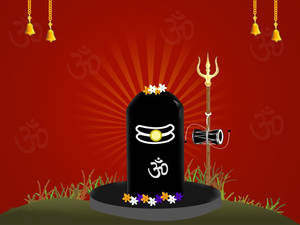 Lovely Digital Art Trishul Shiva Lingam Wallpaper