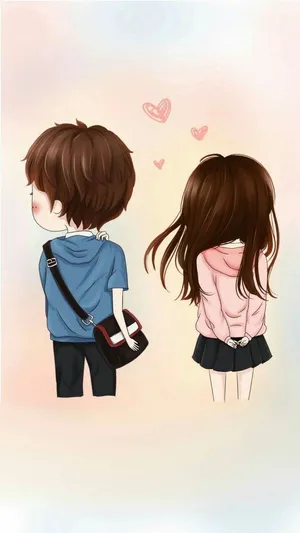 Lovely Picture Of Cute Couple Drawing Wallpaper