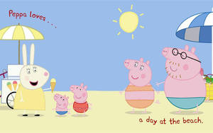 Loving The Beach Peppa Pig Tablet Wallpaper