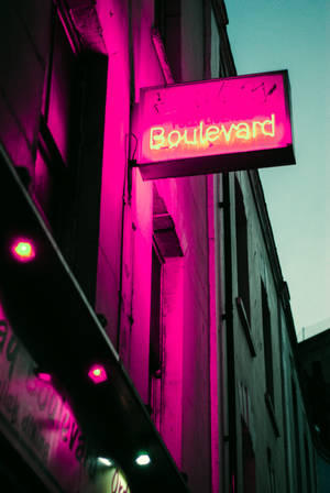 Low Angle Photo Of Building With Boulevard Led Signage At Night Wallpaper